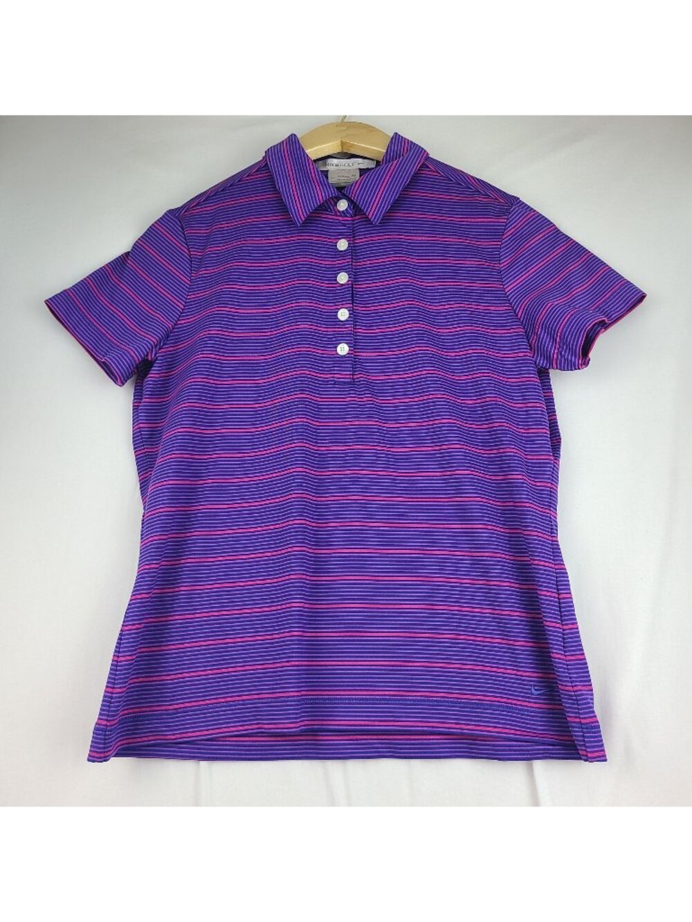 Nike Golf Purple Pink Stripe Polo Dry Fit Short Sleeve Small (4-6)